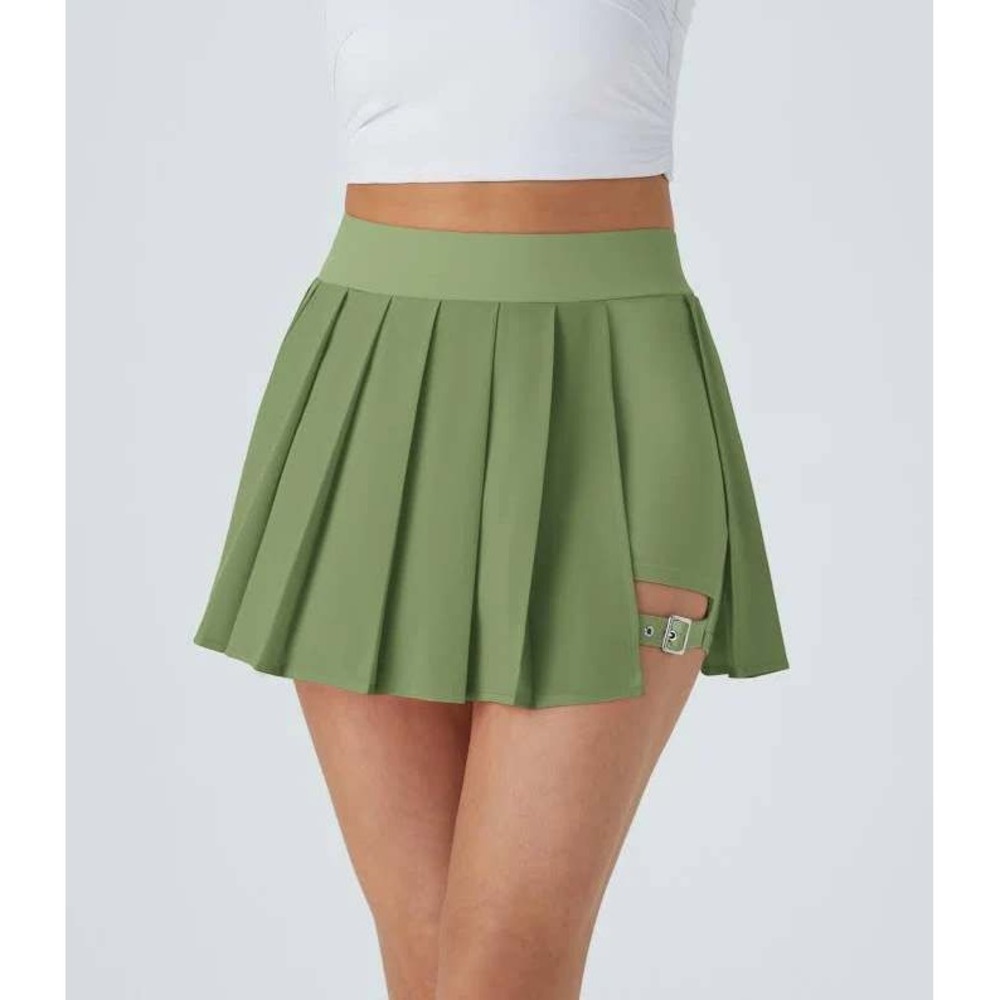 Halara Breezeful High Waisted Pleated 2-in-1 Adjustable Buckle Micro Mini Skirt